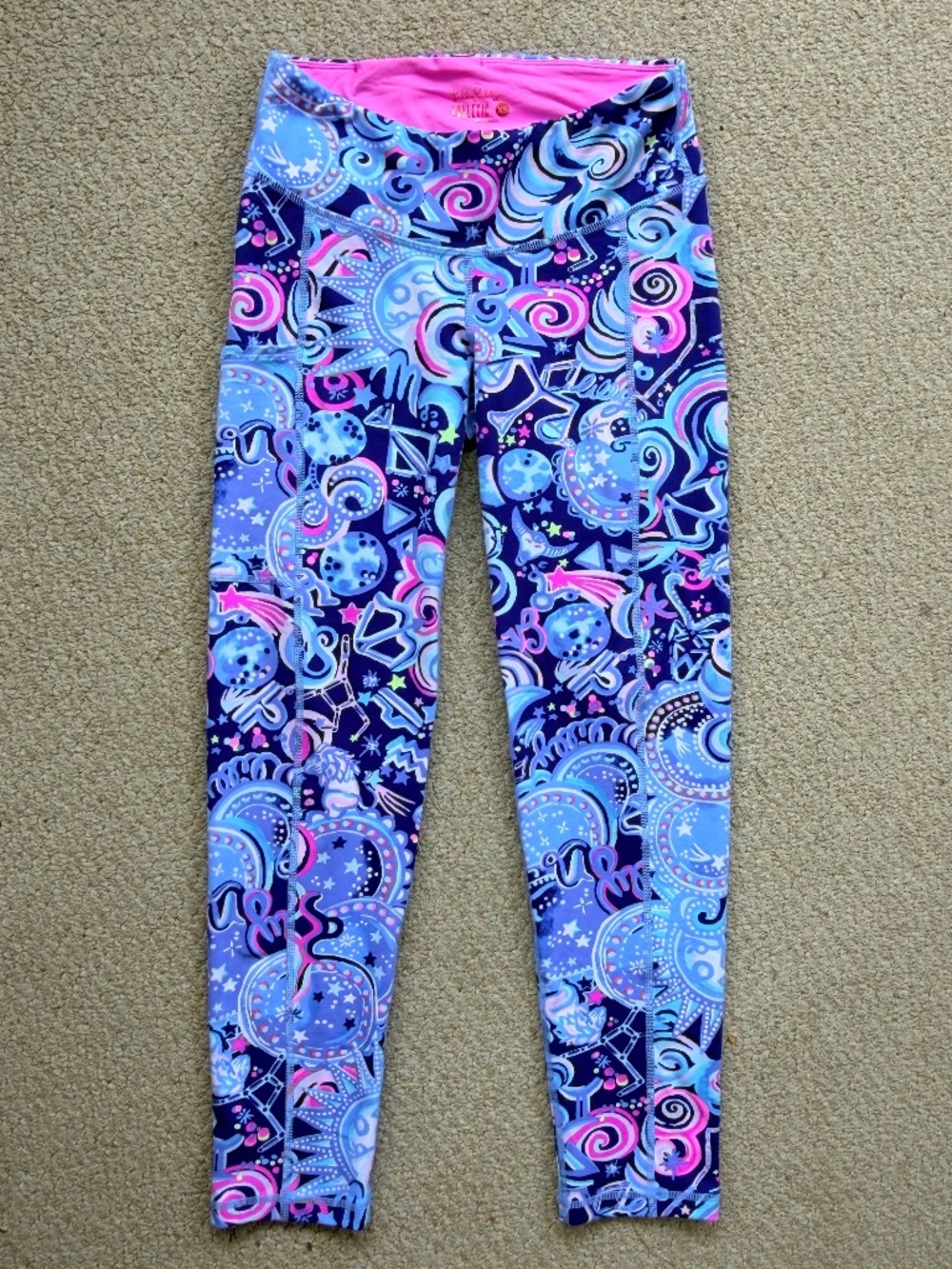 Lilly Pulitzer Luxletic Weekender Leggings Cosmic Kismet Blue Size XS